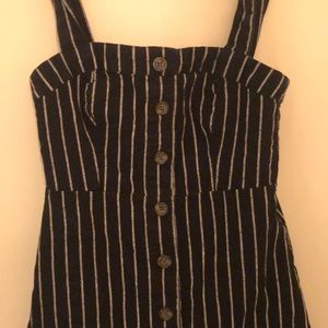 Striped black button up dress
